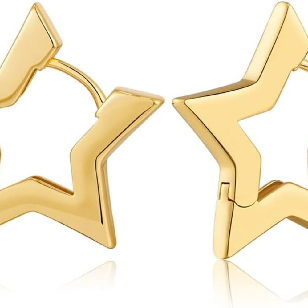 14k Gold Plated And Silver Plated Geometric Hoop Earrings for Women, Minimalist